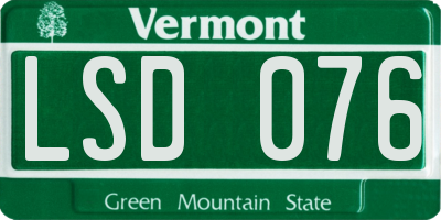 VT license plate LSD076