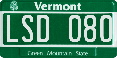 VT license plate LSD080