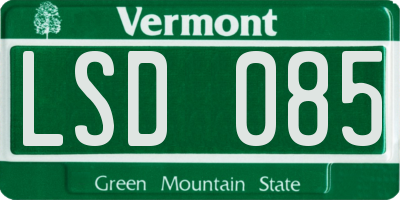 VT license plate LSD085