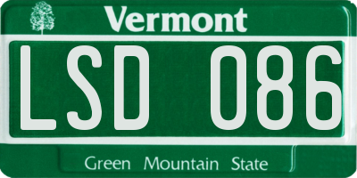 VT license plate LSD086