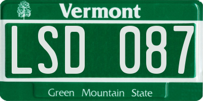 VT license plate LSD087