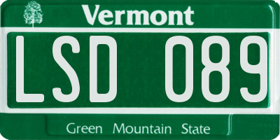 VT license plate LSD089