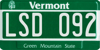 VT license plate LSD092