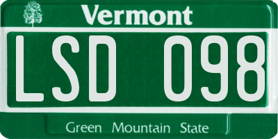 VT license plate LSD098