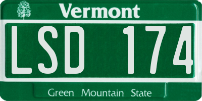 VT license plate LSD174