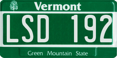 VT license plate LSD192