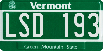 VT license plate LSD193
