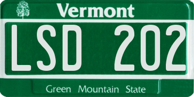VT license plate LSD202