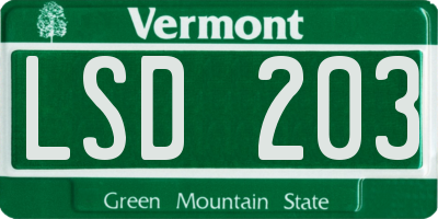 VT license plate LSD203