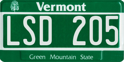 VT license plate LSD205