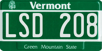 VT license plate LSD208