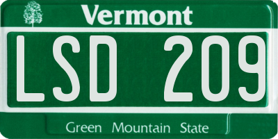 VT license plate LSD209