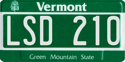 VT license plate LSD210