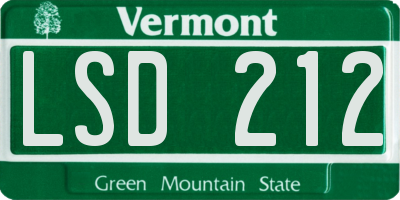 VT license plate LSD212