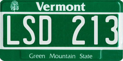 VT license plate LSD213