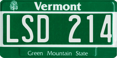 VT license plate LSD214