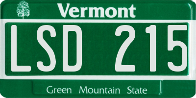VT license plate LSD215