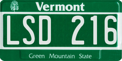 VT license plate LSD216