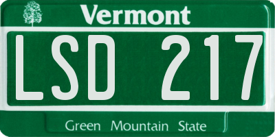VT license plate LSD217