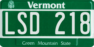 VT license plate LSD218