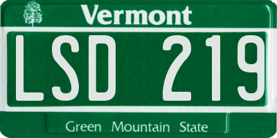 VT license plate LSD219