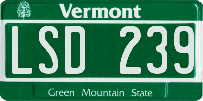 VT license plate LSD239