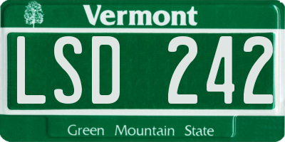 VT license plate LSD242
