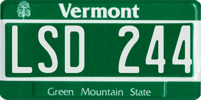 VT license plate LSD244