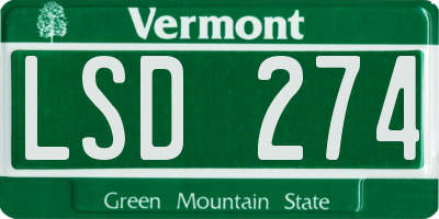 VT license plate LSD274