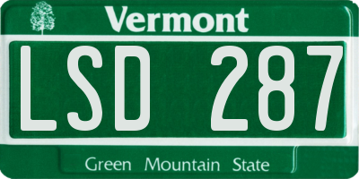 VT license plate LSD287