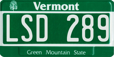 VT license plate LSD289