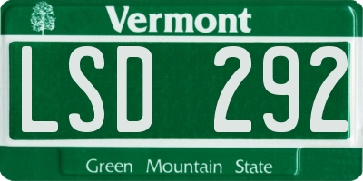 VT license plate LSD292