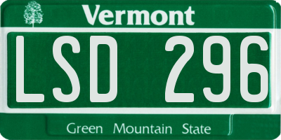 VT license plate LSD296