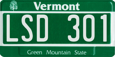 VT license plate LSD301