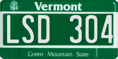 VT license plate LSD304