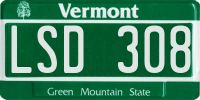 VT license plate LSD308