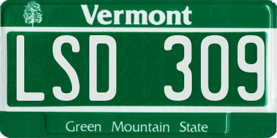 VT license plate LSD309