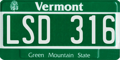 VT license plate LSD316