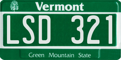 VT license plate LSD321