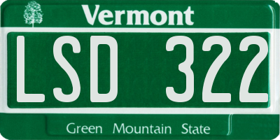 VT license plate LSD322