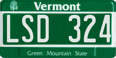 VT license plate LSD324