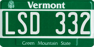 VT license plate LSD332