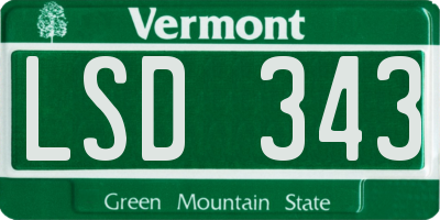 VT license plate LSD343