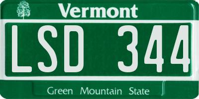 VT license plate LSD344