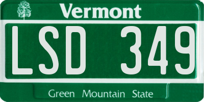 VT license plate LSD349
