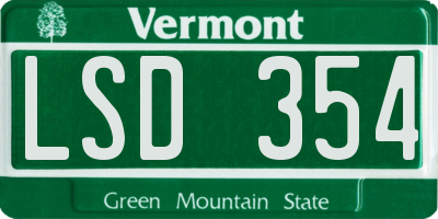 VT license plate LSD354