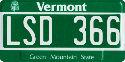 VT license plate LSD366