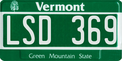 VT license plate LSD369