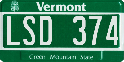 VT license plate LSD374