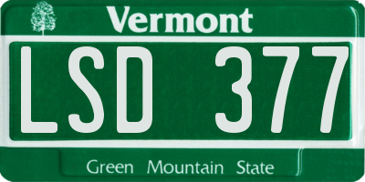 VT license plate LSD377